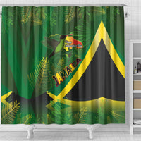 Jamaica Independence Day Shower Curtain Swallow-tail Hummingbird Tropical Plants and National Flag - Wonder Print Shop