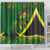 Jamaica Independence Day Shower Curtain Swallow-tail Hummingbird Tropical Plants and National Flag - Wonder Print Shop