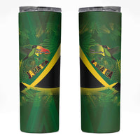 Jamaica Independence Day Skinny Tumbler Swallow-tail Hummingbird Tropical Plants and National Flag - Wonder Print Shop