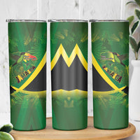 Jamaica Independence Day Skinny Tumbler Swallow-tail Hummingbird Tropical Plants and National Flag - Wonder Print Shop