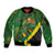 Jamaica Independence Day Sleeve Zip Bomber Jacket Swallow-tail Hummingbird Tropical Plants and National Flag - Wonder Print Shop