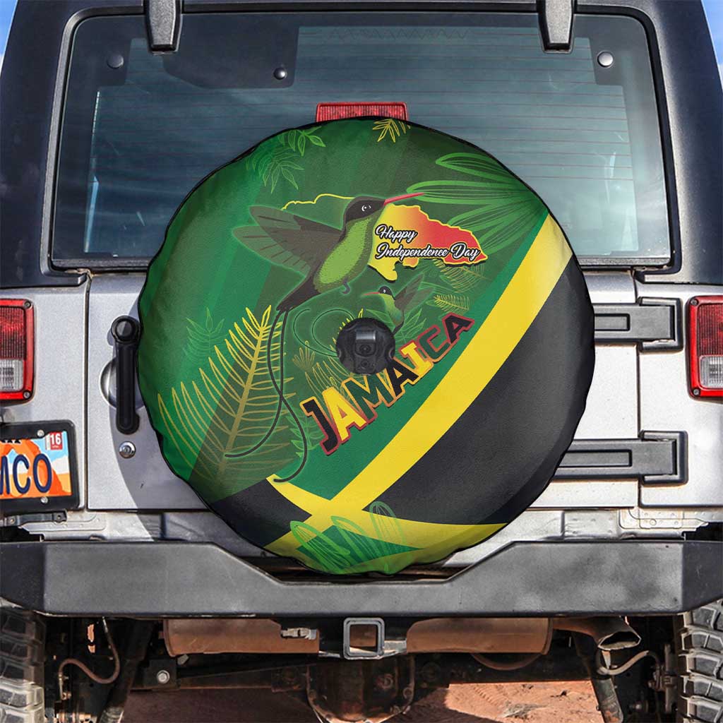 Jamaica Independence Day Spare Tire Cover Swallow-tail Hummingbird Tropical Plants and National Flag - Wonder Print Shop
