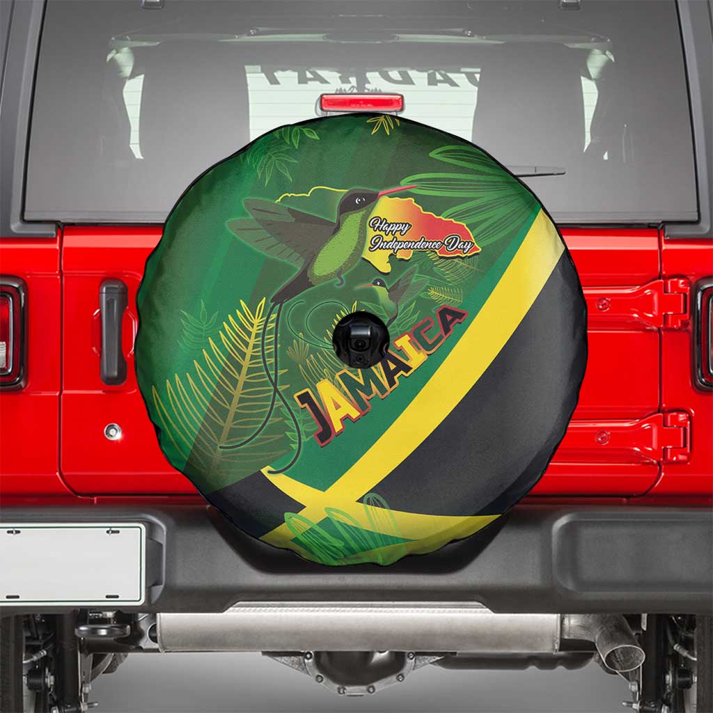 Jamaica Independence Day Spare Tire Cover Swallow-tail Hummingbird Tropical Plants and National Flag - Wonder Print Shop
