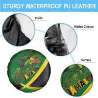 Jamaica Independence Day Spare Tire Cover Swallow-tail Hummingbird Tropical Plants and National Flag - Wonder Print Shop