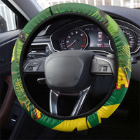 Jamaica Independence Day Steering Wheel Cover Swallow-tail Hummingbird Tropical Plants and National Flag - Wonder Print Shop