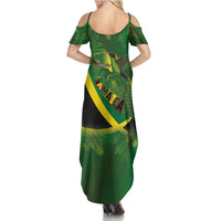 Jamaica Independence Day Summer Maxi Dress Swallow-tail Hummingbird Tropical Plants and National Flag - Wonder Print Shop