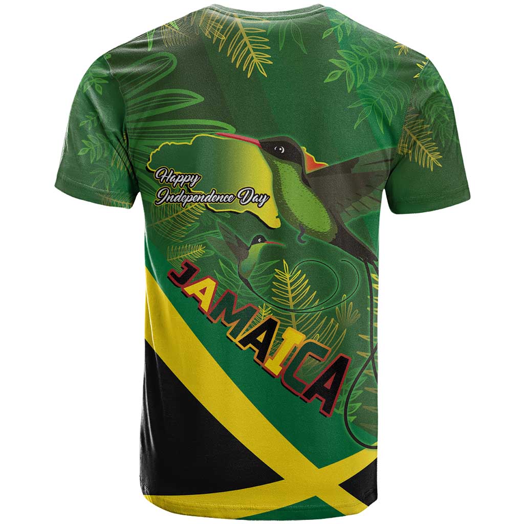 Jamaica Independence Day T Shirt Swallow-tail Hummingbird Tropical Plants and National Flag - Wonder Print Shop