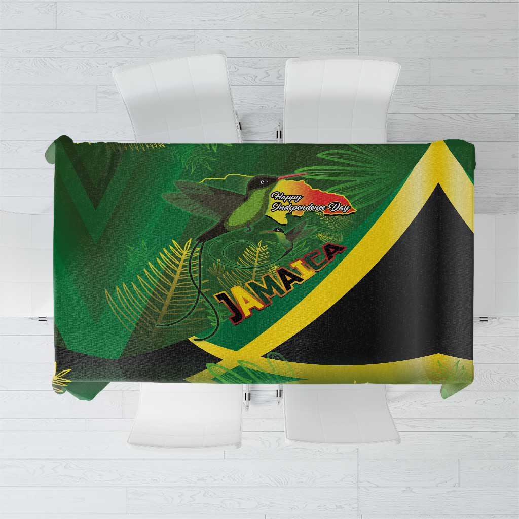 Jamaica Independence Day Tablecloth Swallow-tail Hummingbird Tropical Plants and National Flag - Wonder Print Shop