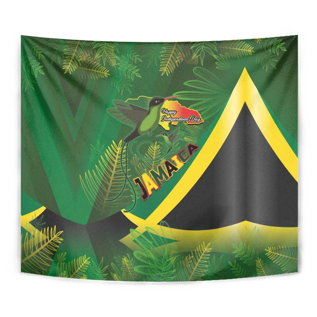 Jamaica Independence Day Tapestry Swallow-tail Hummingbird Tropical Plants and National Flag - Wonder Print Shop