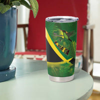 Jamaica Independence Day Tumbler Cup Swallow-tail Hummingbird Tropical Plants and National Flag - Wonder Print Shop