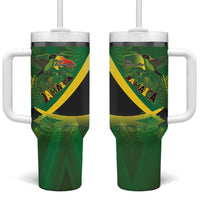 Jamaica Independence Day Tumbler With Handle Swallow-tail Hummingbird Tropical Plants and National Flag - Wonder Print Shop