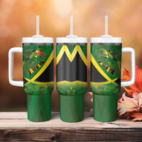 Jamaica Independence Day Tumbler With Handle Swallow-tail Hummingbird Tropical Plants and National Flag - Wonder Print Shop