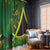 Jamaica Independence Day Window Curtain Swallow-tail Hummingbird Tropical Plants and National Flag - Wonder Print Shop
