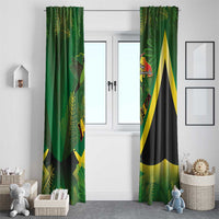 Jamaica Independence Day Window Curtain Swallow-tail Hummingbird Tropical Plants and National Flag - Wonder Print Shop