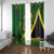 Jamaica Independence Day Window Curtain Swallow-tail Hummingbird Tropical Plants and National Flag - Wonder Print Shop