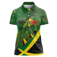 Jamaica Independence Day Women Polo Shirt Swallow-tail Hummingbird Tropical Plants and National Flag - Wonder Print Shop