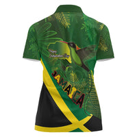 Jamaica Independence Day Women Polo Shirt Swallow-tail Hummingbird Tropical Plants and National Flag - Wonder Print Shop