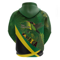 Jamaica Independence Day Zip Hoodie Swallow-tail Hummingbird Tropical Plants and National Flag - Wonder Print Shop