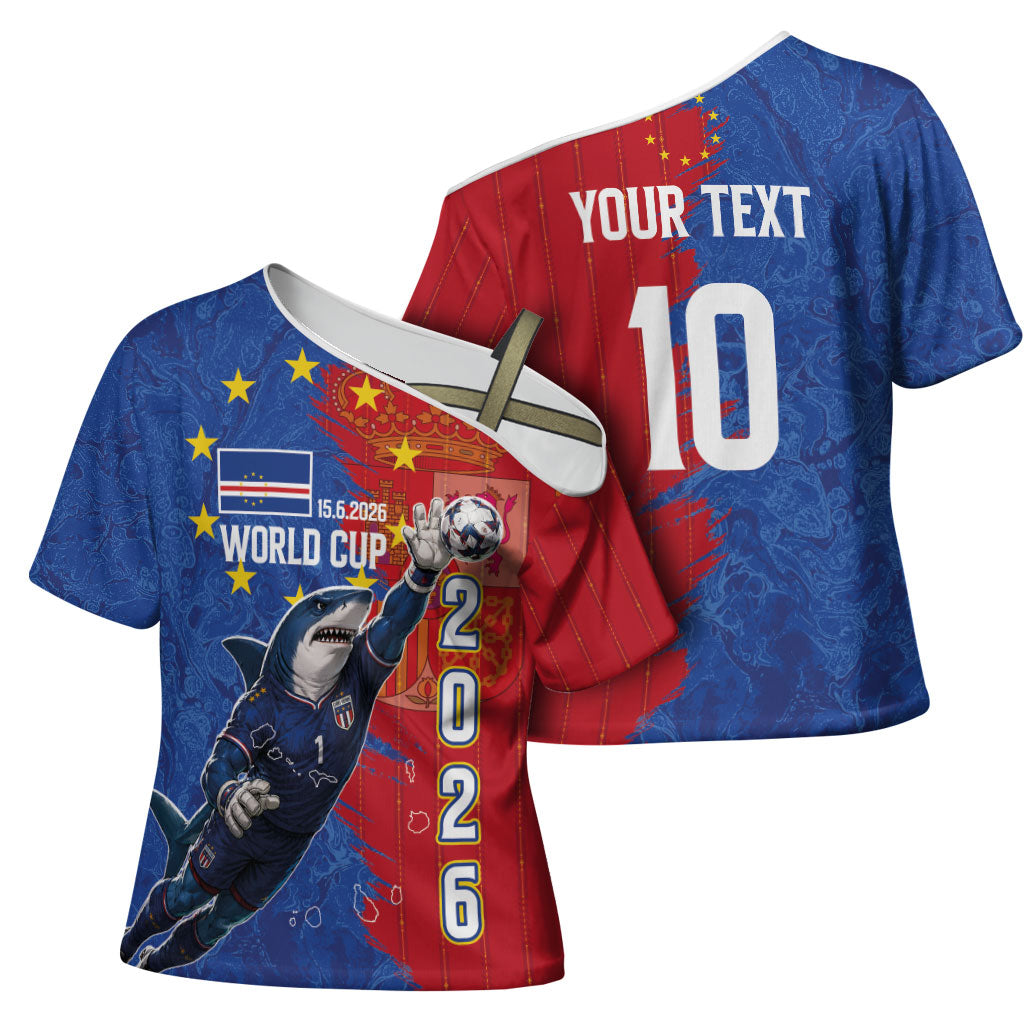 Custom Cape Verde Football 2026 Debut Cross Shoulder Shirt Blue Sharks Stand Strong
