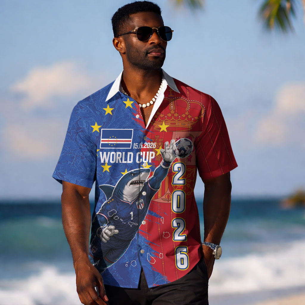 Custom Cape Verde Football 2026 Debut Hawaiian Shirt Blue Sharks Stand Strong LT03