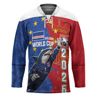 Custom Cape Verde Football 2026 Debut Hockey Jersey Blue Sharks Stand Strong