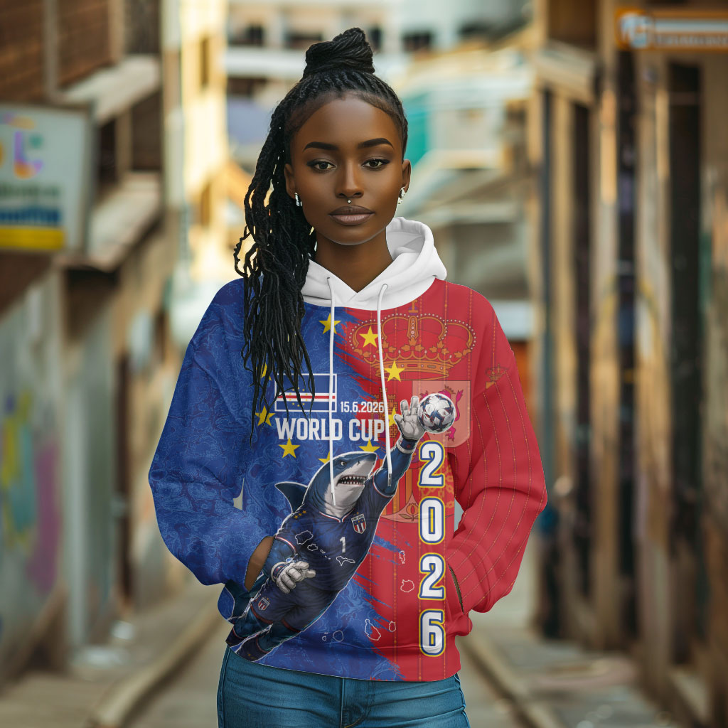 Custom Cape Verde Football 2026 Debut Hoodie Blue Sharks Stand Strong