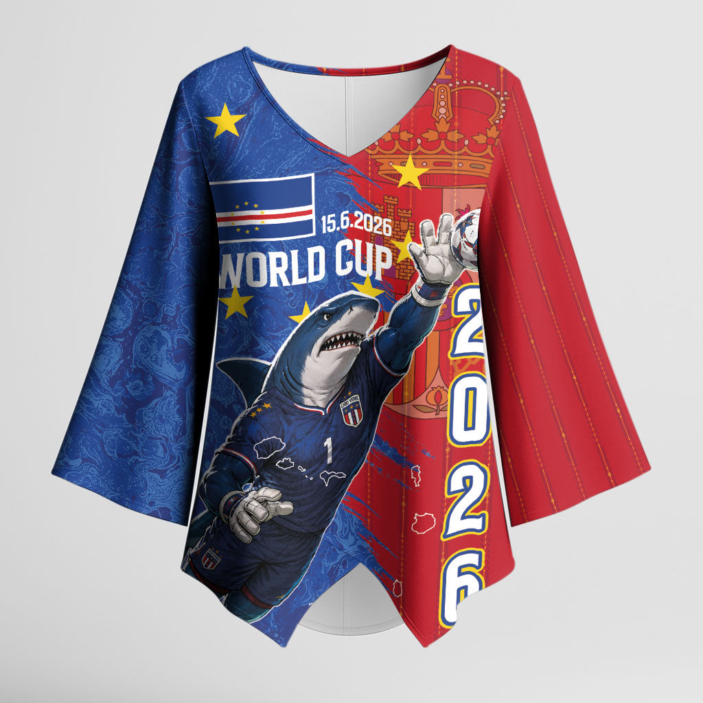 Custom Cape Verde Football 2026 Debut Kimono Sleeve Blouse Blue Sharks Stand Strong