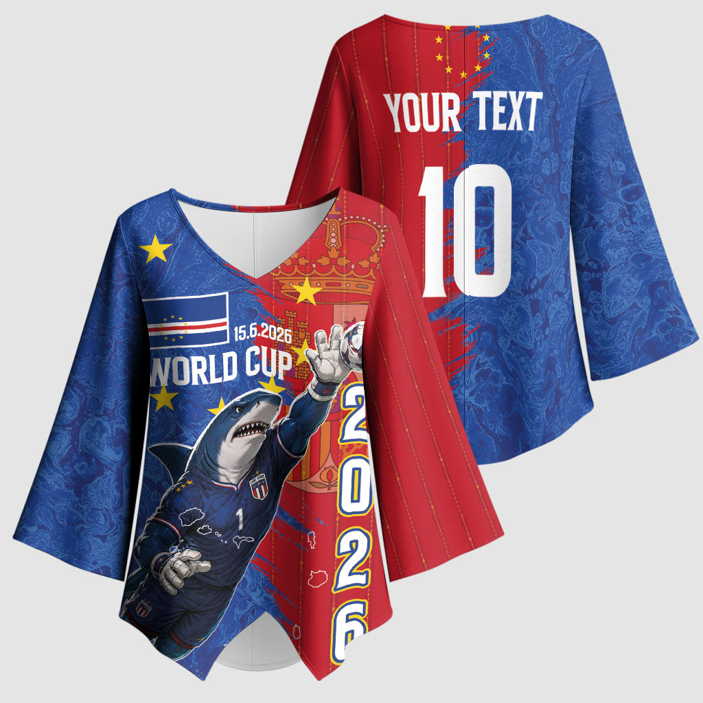 Custom Cape Verde Football 2026 Debut Kimono Sleeve Blouse Blue Sharks Stand Strong