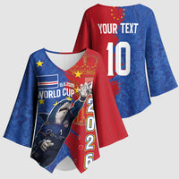 Custom Cape Verde Football 2026 Debut Kimono Sleeve Blouse Blue Sharks Stand Strong