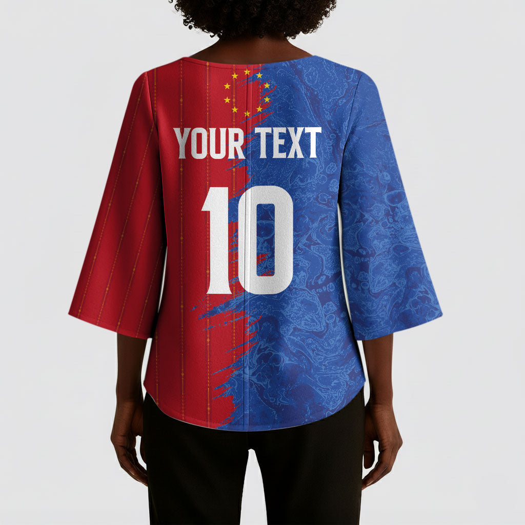 Custom Cape Verde Football 2026 Debut Kimono Sleeve Blouse Blue Sharks Stand Strong