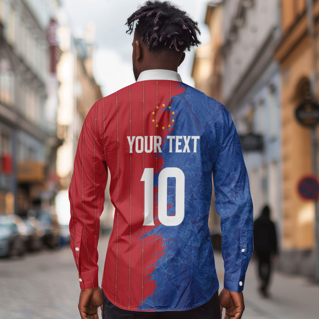 Custom Cape Verde Football 2026 Debut Long Sleeve Button Shirt Blue Sharks Stand Strong