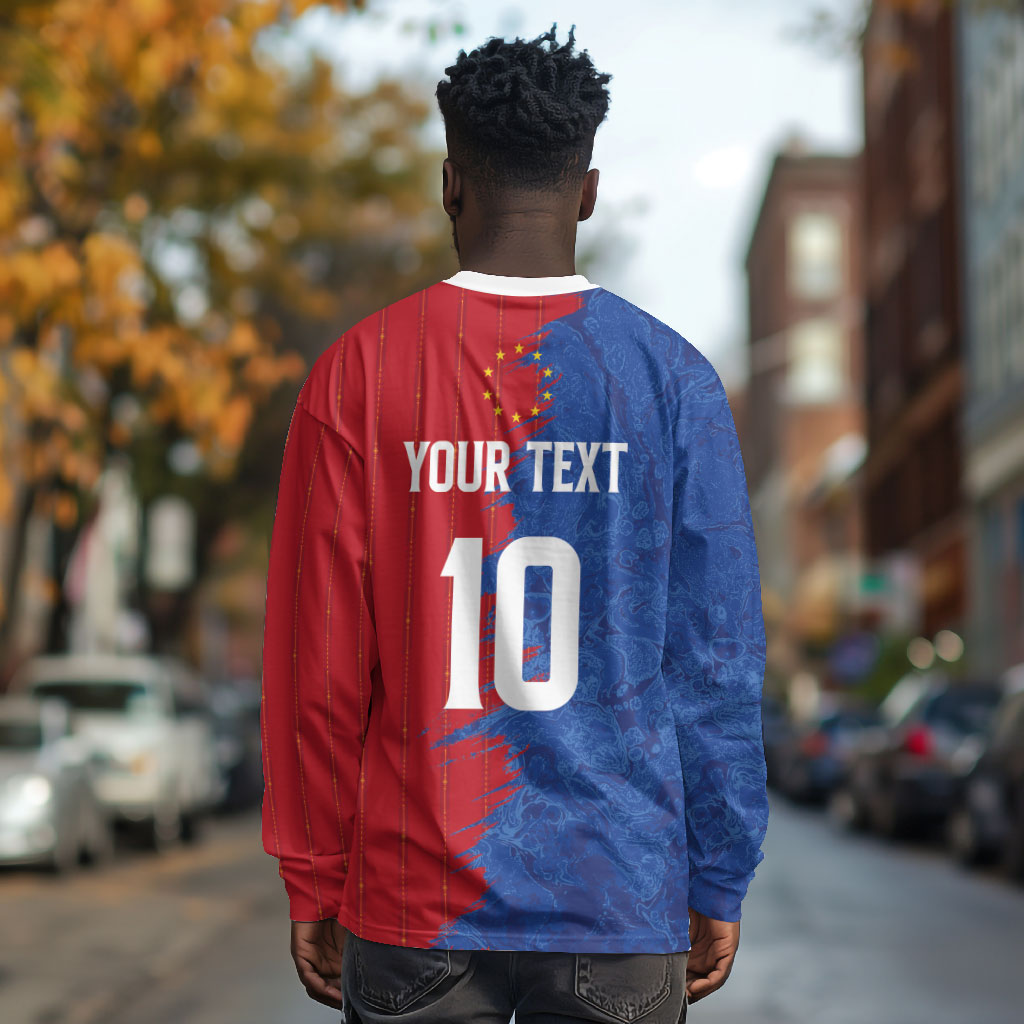 Custom Cape Verde Football 2026 Debut Long Sleeve Shirt Blue Sharks Stand Strong