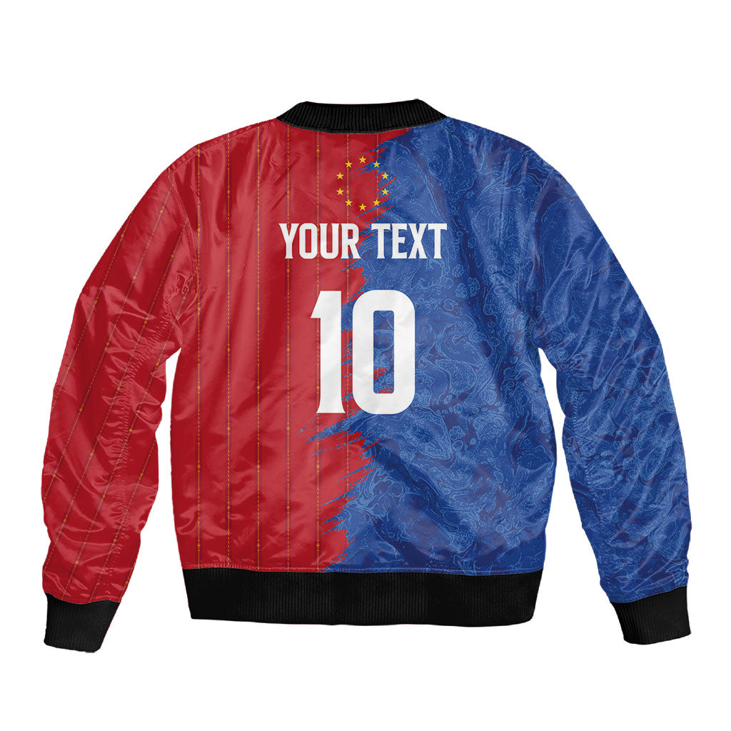 Custom Cape Verde Football 2026 Debut Sleeve Zip Bomber Jacket Blue Sharks Stand Strong
