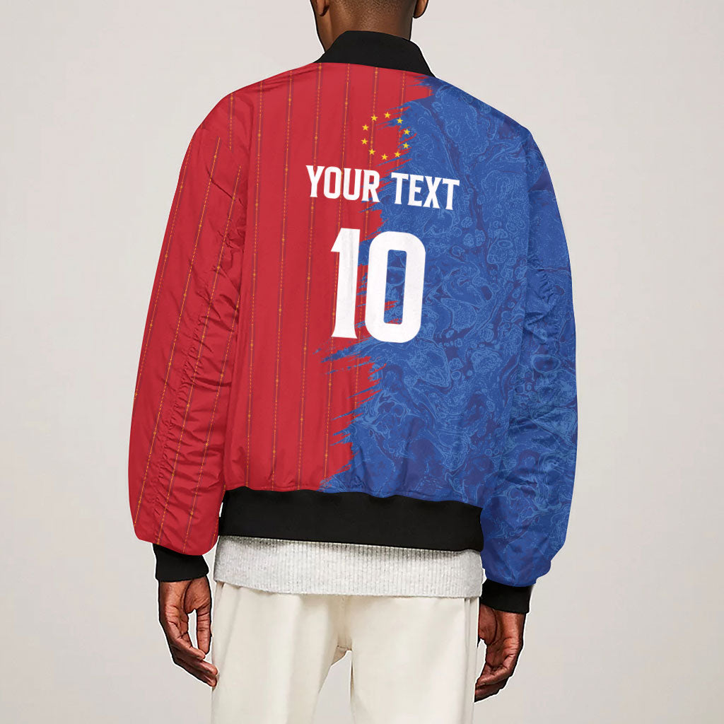 Custom Cape Verde Football 2026 Debut Sleeve Zip Bomber Jacket Blue Sharks Stand Strong