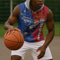 Custom Cape Verde Football 2026 Debut Sleeveless Hoodie Blue Sharks Stand Strong