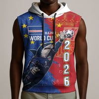 Custom Cape Verde Football 2026 Debut Sleeveless Hoodie Blue Sharks Stand Strong