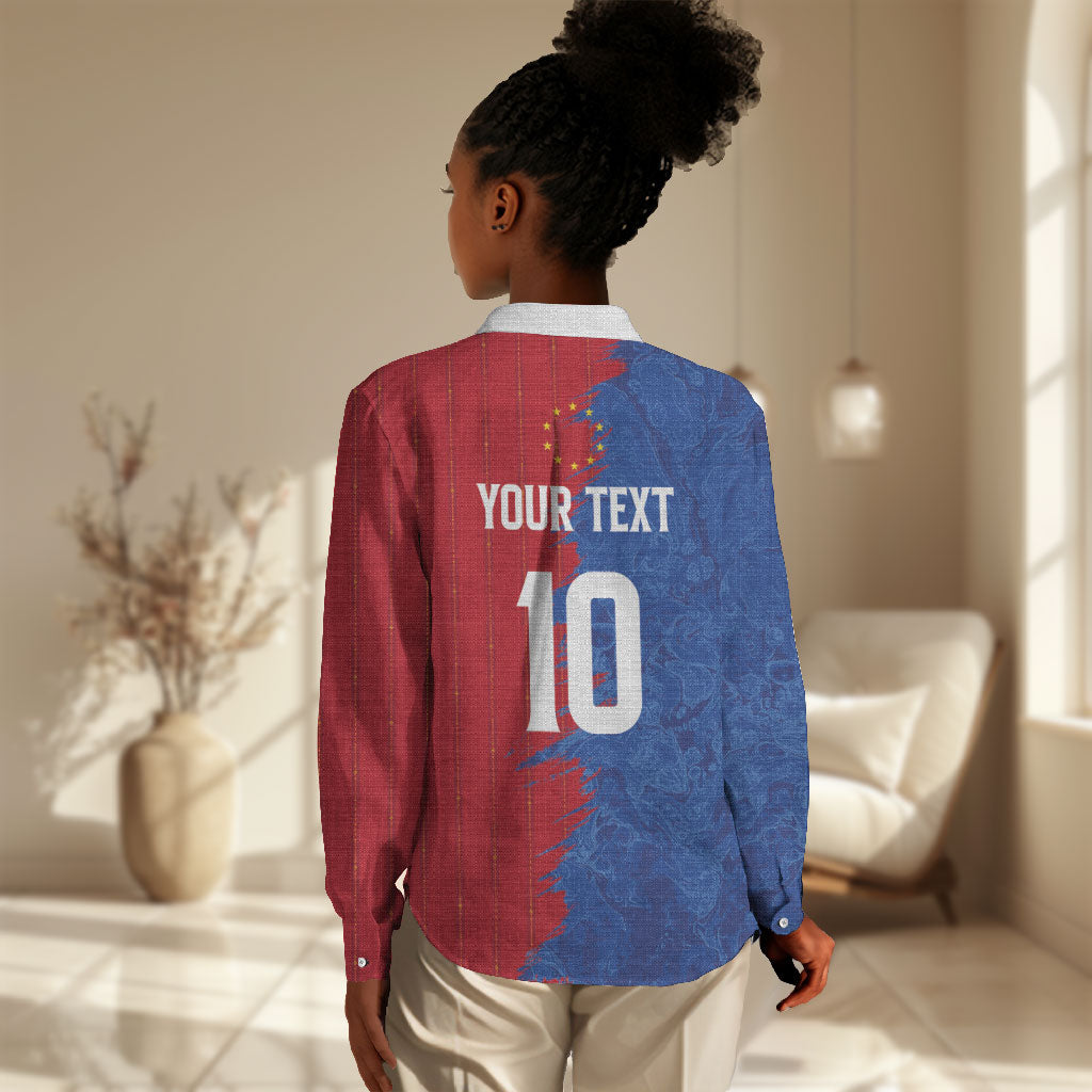 Custom Cape Verde Football 2026 Debut Women Casual Shirt Blue Sharks Stand Strong