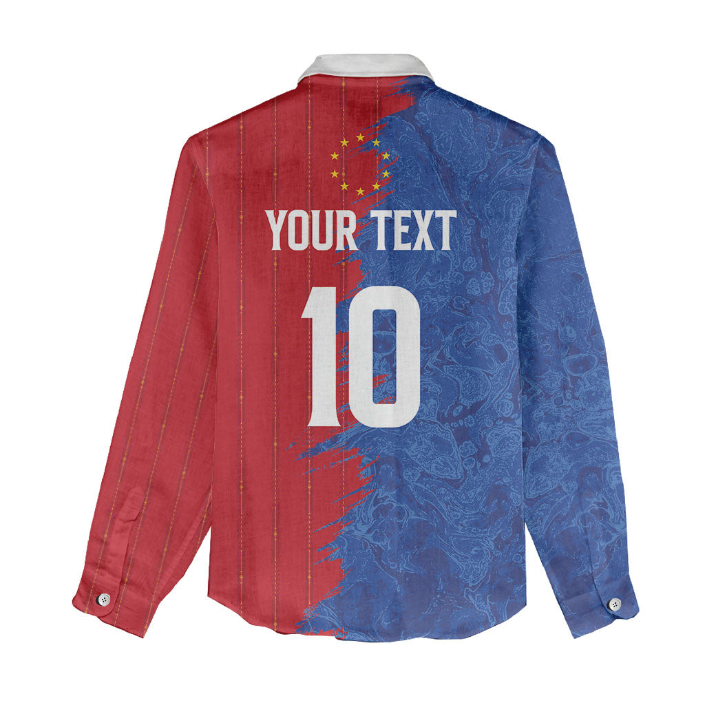 Custom Cape Verde Football 2026 Debut Women Casual Shirt Blue Sharks Stand Strong