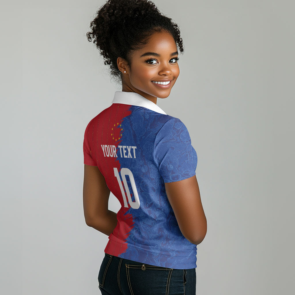 Custom Cape Verde Football 2026 Debut Women Polo Shirt Blue Sharks Stand Strong