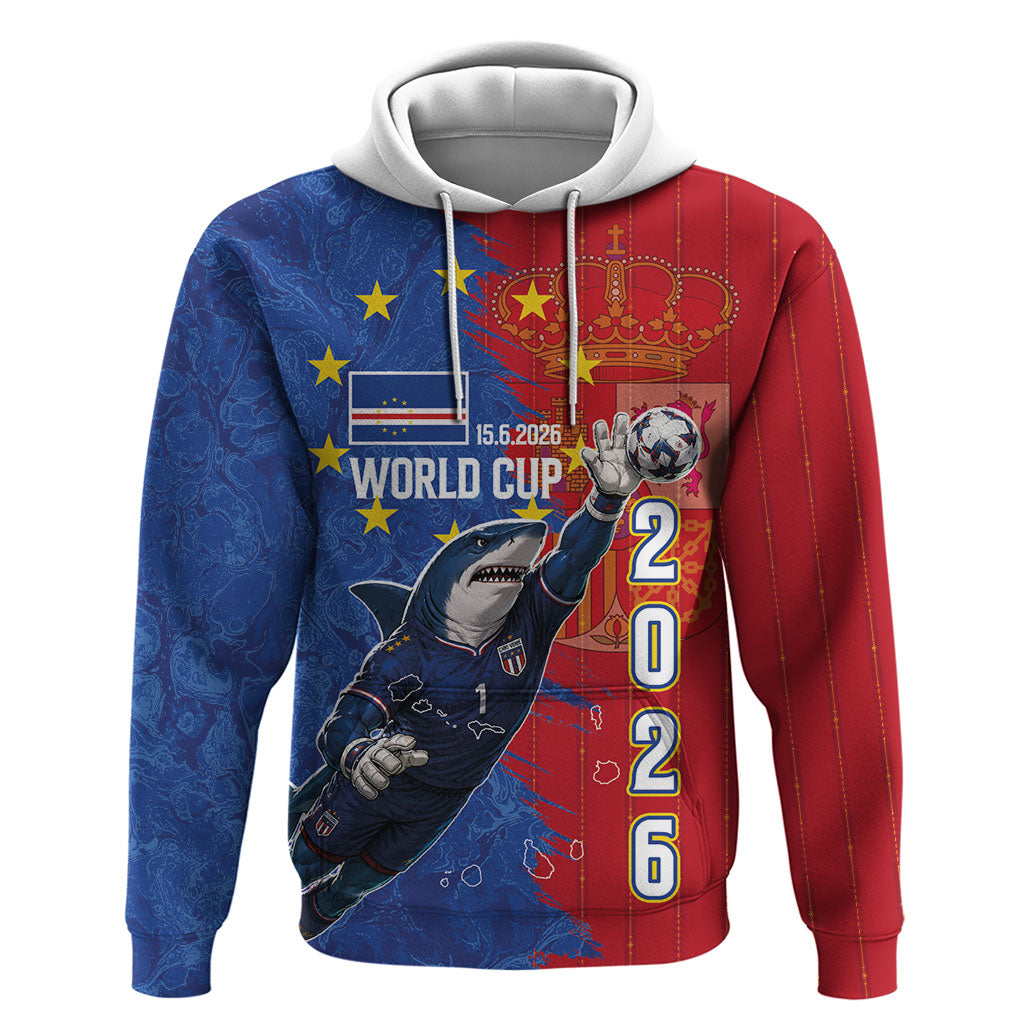 Custom Cape Verde Football 2026 Debut Zip Hoodie Blue Sharks Stand Strong