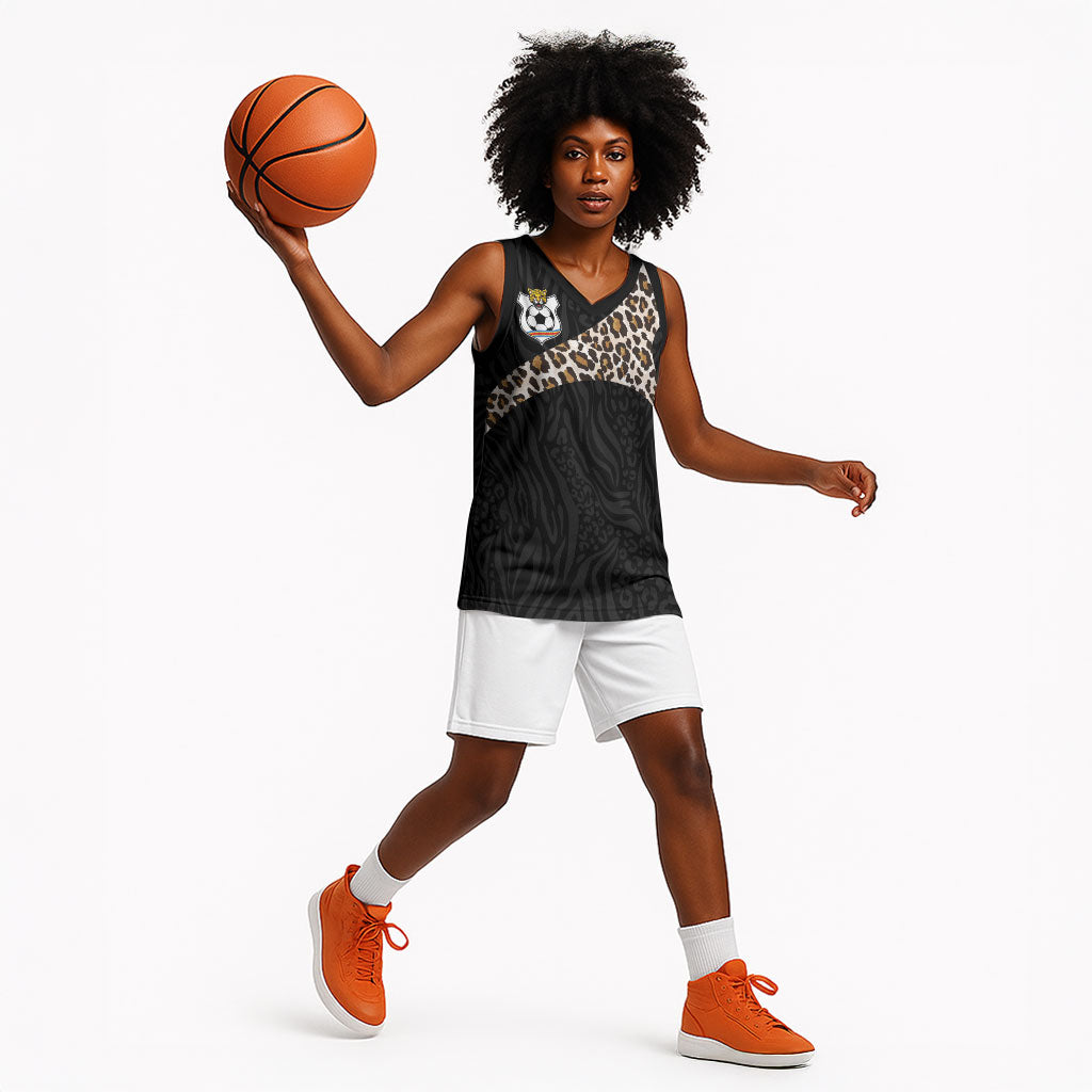 Custom DR Congo Football Basketball Jersey Leopards Texture Wild Black