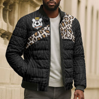 Custom DR Congo Football Bomber Puffer Jacket Leopards Texture Wild Black