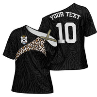Custom DR Congo Football Cross Shoulder Shirt Leopards Texture Wild Black