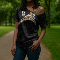 Custom DR Congo Football Cross Shoulder Shirt Leopards Texture Wild Black