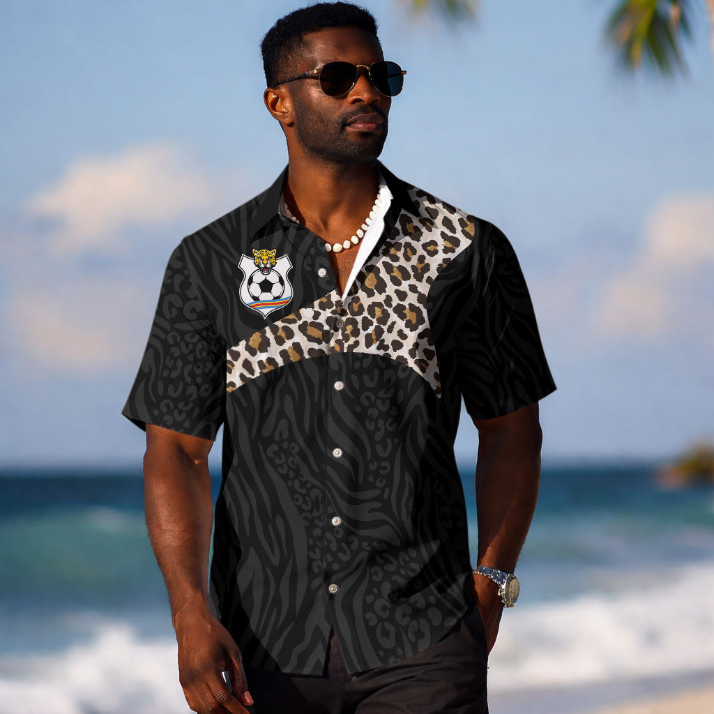 Custom DR Congo Football Hawaiian Shirt Leopards Texture Wild Black LT03