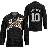 Custom DR Congo Football Hockey Jersey Leopards Texture Wild Black
