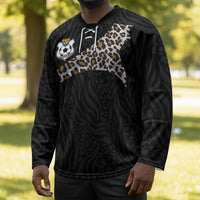 Custom DR Congo Football Hockey Jersey Leopards Texture Wild Black