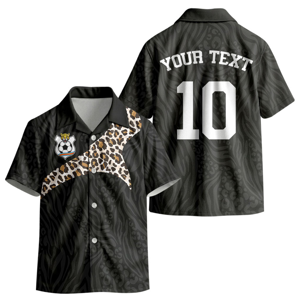 Custom DR Congo Football Kid Hawaiian Shirt Leopards Texture Wild Black LT03