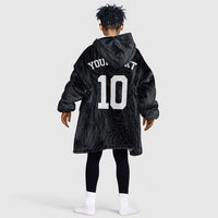 Custom DR Congo Football Kid Wearable Blanket Hoodie Leopards Texture Wild Black