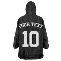 Custom DR Congo Football Kid Wearable Blanket Hoodie Leopards Texture Wild Black